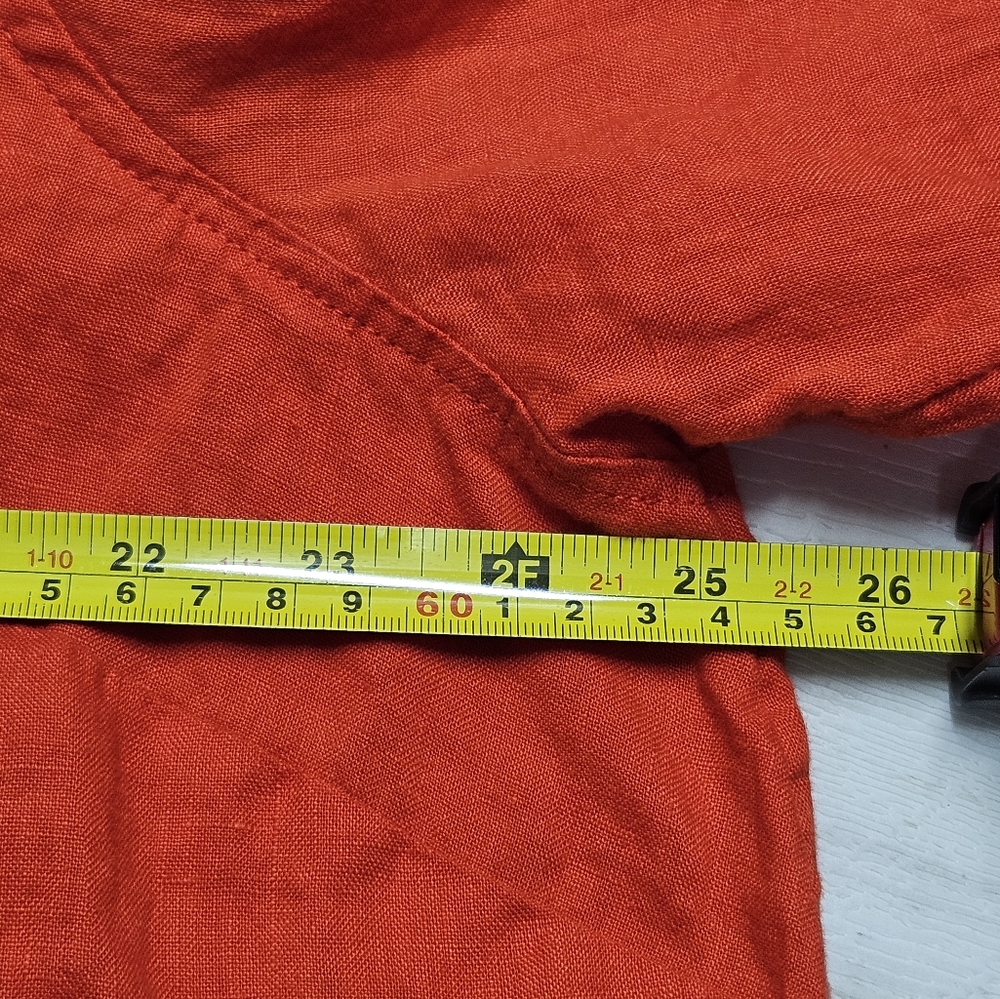 Sigrid Olsen Button Up Shirt Linen Plus 2X Rolled Tab Sleeve Coastal Lagenlook - Picture 4 of 11